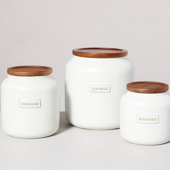 🌴Lovely Hearth and Hand 32oz Dry Goods Stoneware Jar with Wooden Lid - Picture 8 of 10